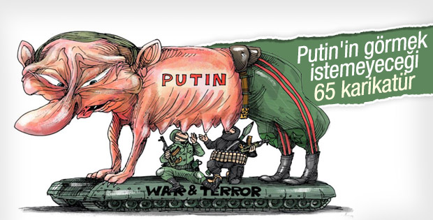 Putin'in eleştirildiği 65 karikatür