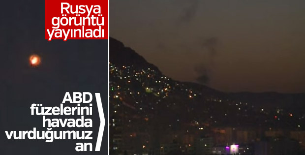 Suriye'de ABD füzelerinin havada imha edilme anları