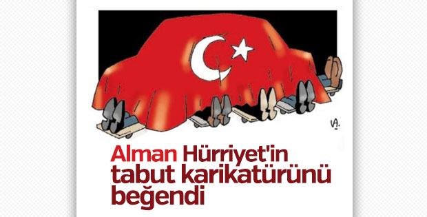 Alman gazeteci Hürriyet'in karikatürünü tabuta benzetti