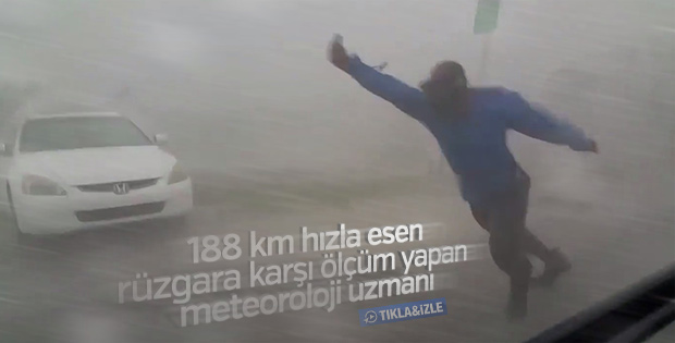 Irma Kasırgasının hızını ölçmeye çalıştı