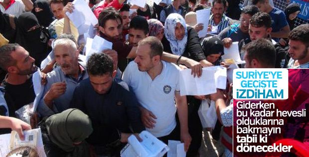 Suriyelilerin bayram ziyareti geçişinde izdiham