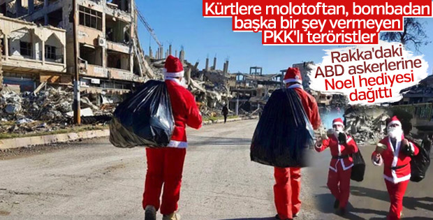 PKK'lı teröristler Rakka'da Noel'i kutladı