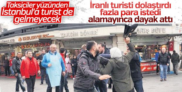 Taksicinin turistlerle taksimetre kavgası
