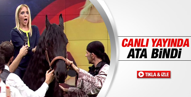 Saba Tümer canlı yayında ata bindi İZLE
