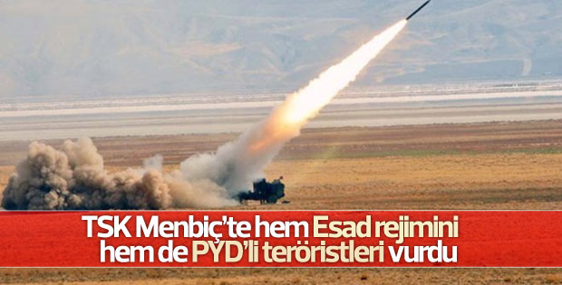 TSK Menbiç'te Esad ve YPG güçlerini vurdu