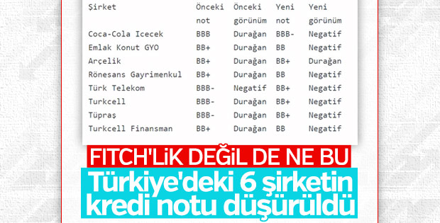 Fitch 11 Türk şirketinin notunu gözden geçirdi