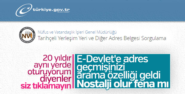 E-devlet'e adres sorgulama özelliği geldi