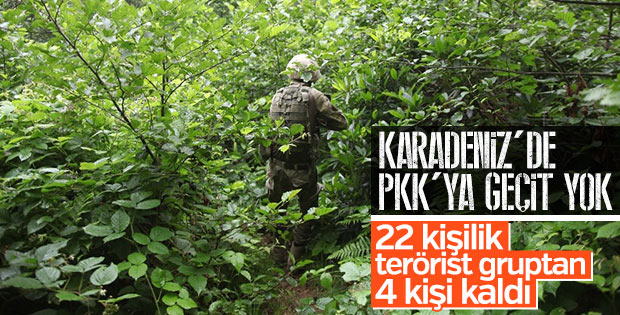 Karadeniz'de 22 kişilik terörist grup artık sadece 4 kişi