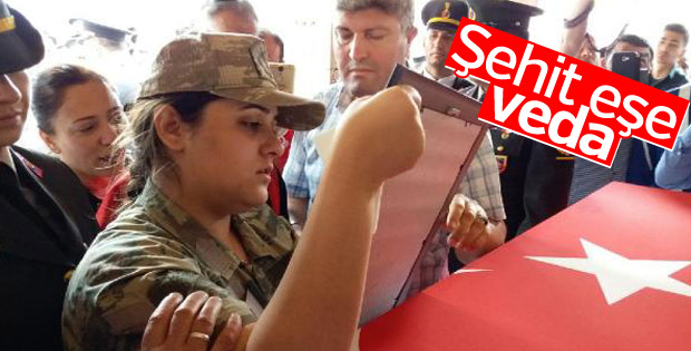 Şehit eşini kamuflajıyla uğurladı, fotoğrafını öptü