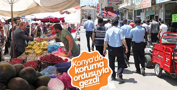 Şener Konya'da esnaf ziyaretine polislerle çıktı