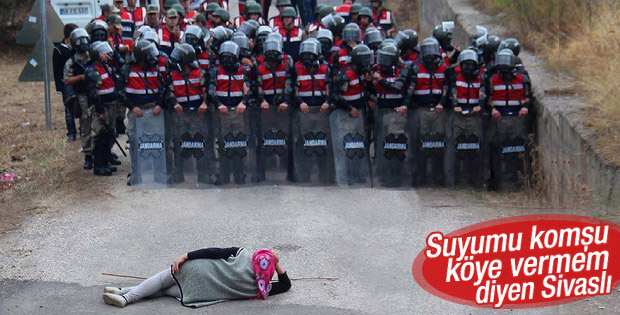 Sivas'ta suyu vermek istemeyen köylülere TOMA'lı müdahale
