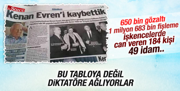 Sözcü'nün Kenan Evren üzüntüsü