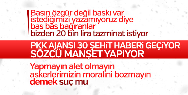 Basın özgürlüğünde bugün: Sözcü Ensonhaber'e dava açtı