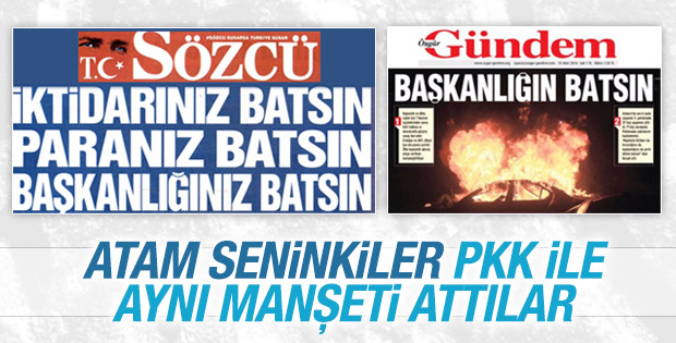 Sözcü, PKK'nın gazetesiyle aynı manşeti attı