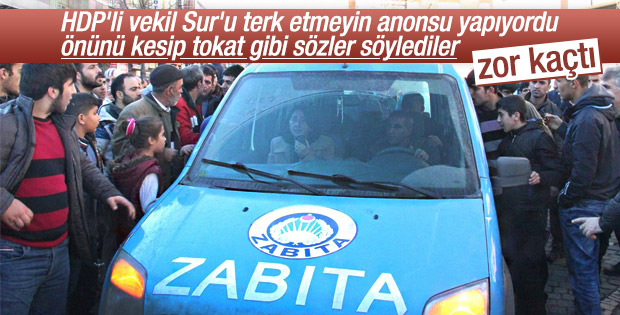 Sur'da zabıta araçlarıyla anons yapan HDP'lilere tepki