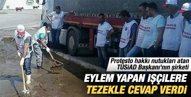 Sütaş'tan eylem yapan işçilere tezekle cevap