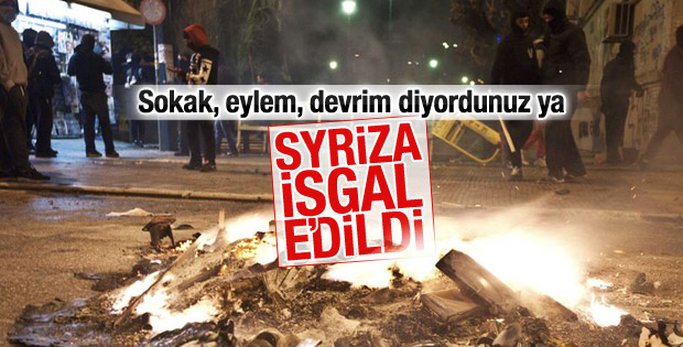 Yunanistan'da Syriza'nın genel merkezi işgal edildi