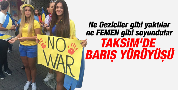 Türkiye'deki Ukraynalılar Taksim'de barış için yürüdü