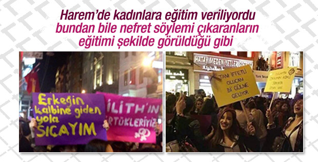 Kadınlar Günü yürüyüşünde çirkin pankartlar
