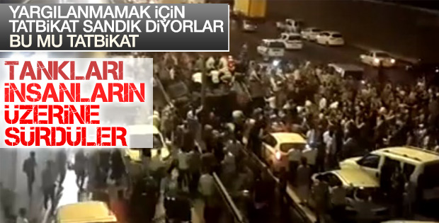 Araçların üzerinden geçen tankların görüntüsü
