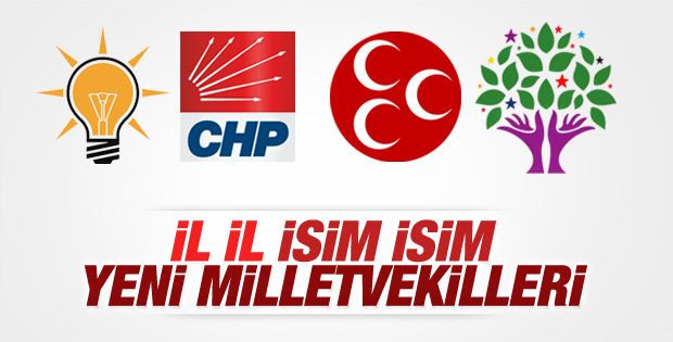 2015 genel seçiminde TBMM'ye giren isimler