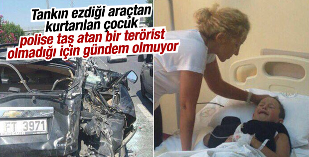 Ezilen araçtan kurtarılan çocuk tedavi ediliyor