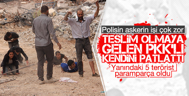 Teslim olan terörist üzerindeki bombayı patlattı