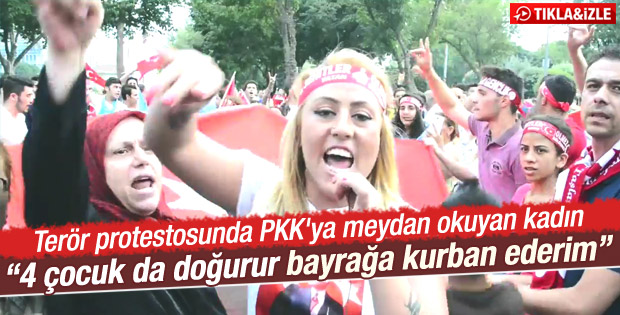İstanbul'daki yürüyüşte genç kadından PKK'ya tepki