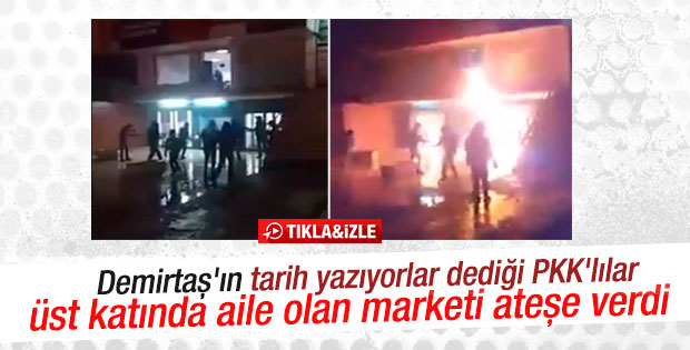 Diyarbakır'da teröristler marketi yaktı