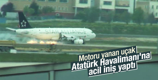Havada alev alan THY uçağı acil iniş yaptı