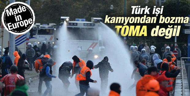 Brüksel'de eylemcilere dev TOMA'larla müdahale