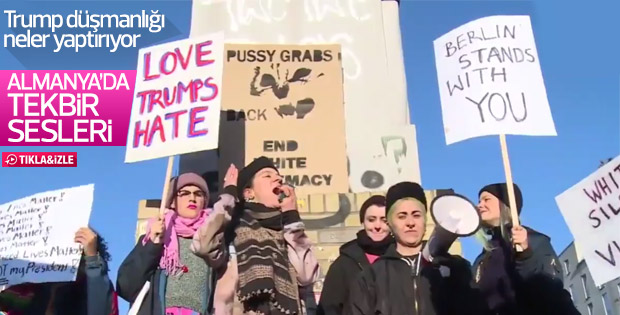Almanya'da anti Trump protestosunda tekbir sesleri
