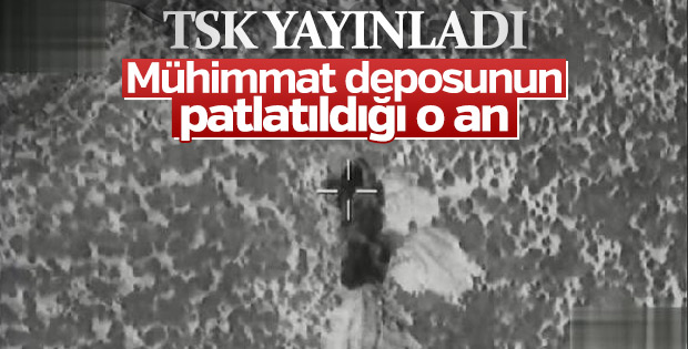 Teröristlerin mühimmat deposu tam isabetle vuruldu