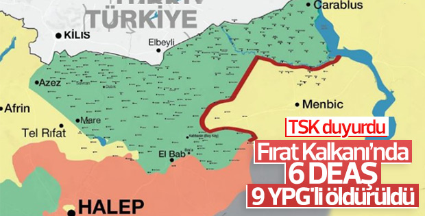 Fırat Kalkanı Harekatında 15 terörist öldürüldü