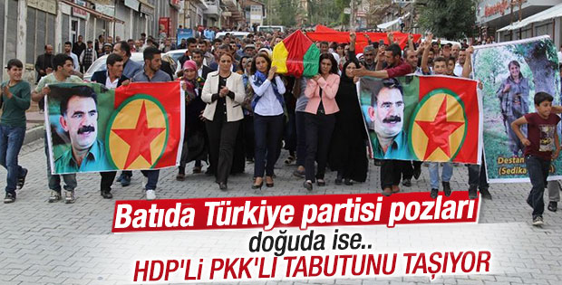 HDP'li vekil Tuba Hezer teröristin tabutunu taşıdı