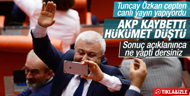 Tuncay Özkan'ın hükümet düştü canlı yayını kısa sürdü