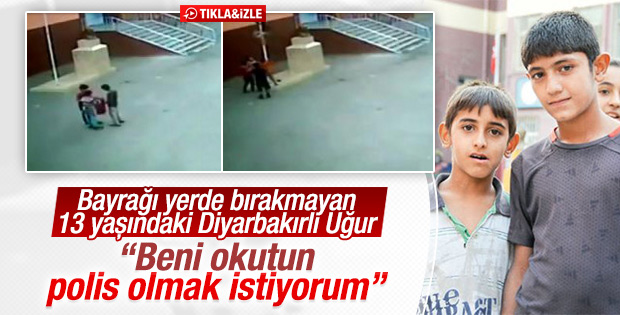 Türk bayrağını göndere çeken çocuk konuştu