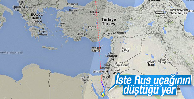 İşte Rus uçağının düştüğü yer