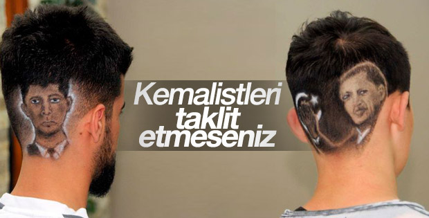 Erdoğan ve Ömer Halisdemir'in fotoğrafı saç modeli oldu