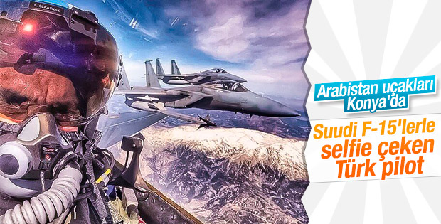 Türk pilotun Suudi pilotlarla selfie'si
