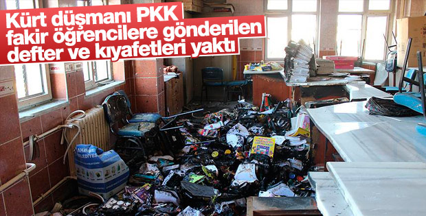 PKK'nın yaktığı okulda öğrencilerin kıyafetleri de yandı