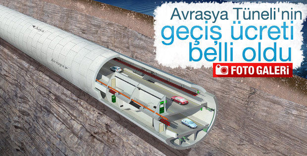 Avrasya Tüneli'nin geçiş ücreti belirlendi
