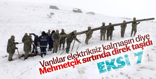 Van'da elektriksiz kalan köylülere Mehmetçik'ten yardım