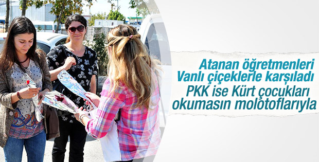Van'a yeni atanan öğretmenler güllerle karşılandı