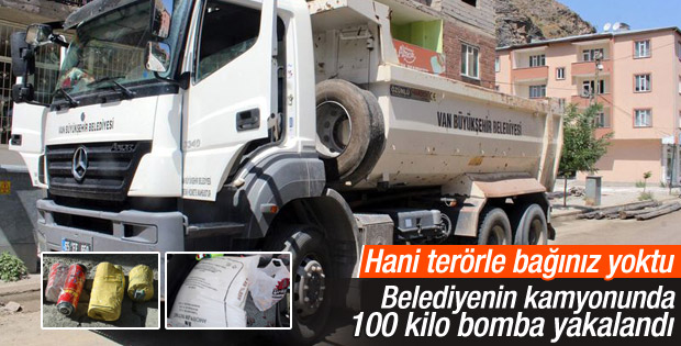 Belediyenin kamyonunda 100 kilo bomba yakalandı