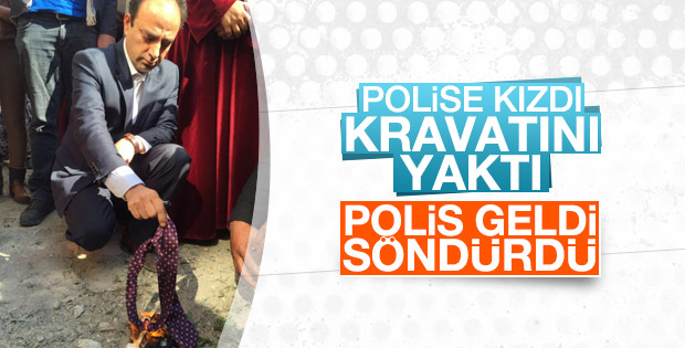 HDP'li vekil Osman Baydemir kravatını yaktı