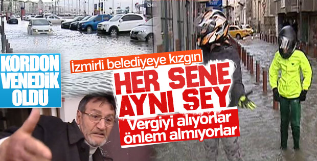 İzmir'de fırtına: Deniz taştı, vapur seferleri iptal