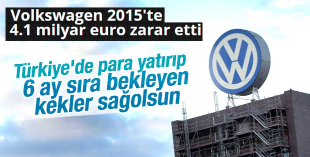 Volkswagen 2015'te 4.1 milyar euro zarar etti