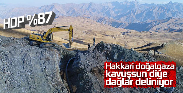 Terörden temizlenen Hakkari dağlarında doğalgaz çalışması