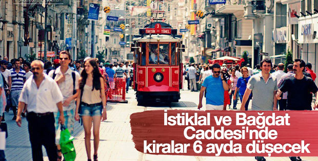 İstiklal ve Bağdat Caddesi'nde kiralar düşecek